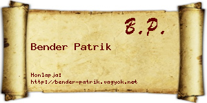 Bender Patrik névjegykártya